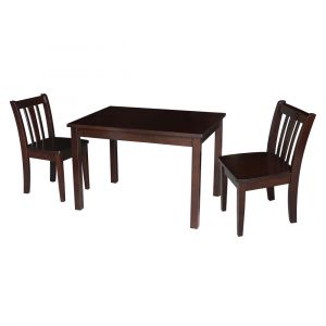 International Concepts (Set of 3 Pcs) - Table with 2 San Remo Juvenile Chairs in Rich Mocha Finish in Rich Mocha Finish - K15-2532-CC105-2