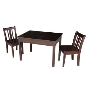 International Concepts (Set of 3 Pcs) - Table with 2 San Remo Juvenile Chairs in Rich Mocha Finish in Rich Mocha Finish - K15-JT2532L-CC105-2