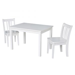 International Concepts (Set of 3 Pcs) - Table with 2 San Remo Juvenile Chairs in White Finish in White Finish - K08-2532-CC105-2