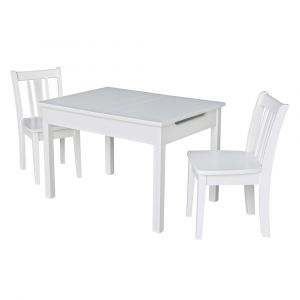 International Concepts (Set of 3 Pcs) - Table with 2 San Remo Juvenile Chairs in White Finish in White Finish - K08-JT2532L-CC105-2
