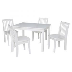 International Concepts - (Set of 5 Pcs) 2532 Table with 4 Mission Juvenile Chairs in White Finish in White Finish - K08-2532-263-4