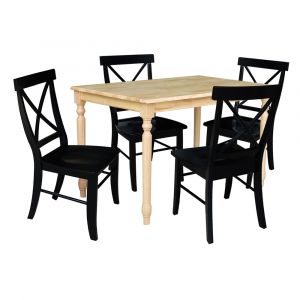 International Concepts - (Set of 5 Pcs) 3048 Table with 4 RTA Chairs in Natural / Black Finish - K01-3048-C46-613-4