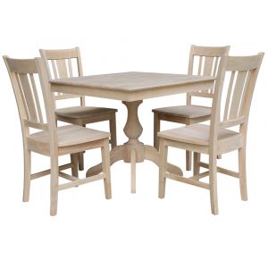 International Concepts - Set of 5 Pcs -36X36 Square Top Ped Table with 4 Chairs - K-3636TP-11B-C10-4
