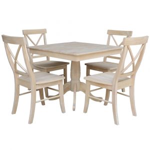 International Concepts - Set of 5 Pcs -36X36 Square Top Ped Table with 4 Chairs - K-3636TP-C613-4