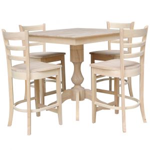 International Concepts - (Set of 5 Pcs)36X36 Square Top Ped Table with 4 Counter Height Stools - K-3636TP-11B-S6172-4
