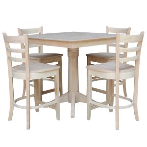 International Concepts - (Set of 5 Pcs)36X36 Square Top Ped Table with 4 Counter Height Stools - K-3636TP-27B-S6172-4