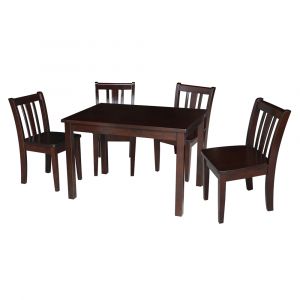 International Concepts - (Set of 5 Pcs) Table with 4 San Remo Juvenile Chairs in Rich Mocha Finish in Rich Mocha Finish - K15-2532-CC105-4