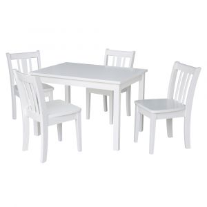 International Concepts - (Set of 5 Pcs) Table with 4 San Remo Juvenile Chairs in White Finish in White Finish - K08-2532-CC105-4