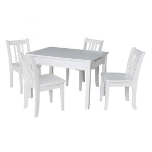 International Concepts - (Set of 5 Pcs) Table with 4 San Remo Juvenile Chairs in White Finish in White Finish - K08-JT2532L-CC105-4