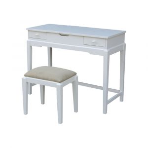 International Concepts - Vanity Table with Vanity Bench in White Finish - K-BE08-2-DT-2