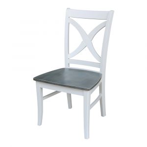 International Concepts - Vineyard Curved X Back Chair in White/Heather Gray Finish (Set of 2) - C05-14P