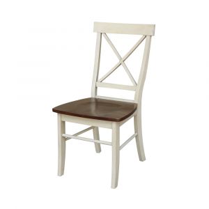 International Concepts - X-Back Chair with Solid Wood Seat in Antiqued Almond/Espresso Finish (Set of 2) - C12-613P