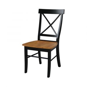 International Concepts - X-Back Chair with Solid Wood Seat in Black / Cherry Finish (Set of 2) - C57-613P