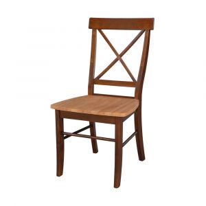 International Concepts - X-Back Chair with Solid Wood Seat in Cinnemon/Espresso Finish (Set of 2) - C58-613P
