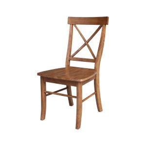 International Concepts - X-Back Chair with Solid Wood Seat in Distressed Oak Finish (Set of 2) - C42-613P