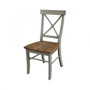 International Concepts - X-Back Chair with Solid Wood Seat in Hickory/Stone Finish (Set of 2) - C41-613P