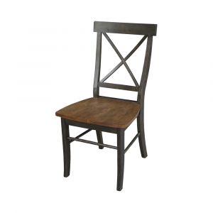 International Concepts - X-Back Chair with Solid Wood Seat in Hickory/Washed Coal Finish (Set of 2) - C45-613P