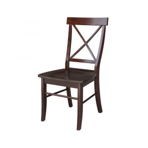 International Concepts - X-Back Chair with Solid Wood Seat in Rich Mocha Finish (Set of 2) - C15-613P