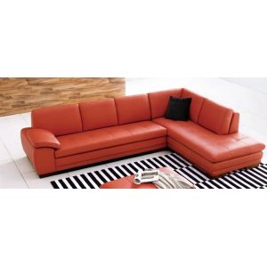 J&M Furniture - 625 Italian Leather Sectional Pumpkin in Right Hand Facing - 175443111-RHFC-PK