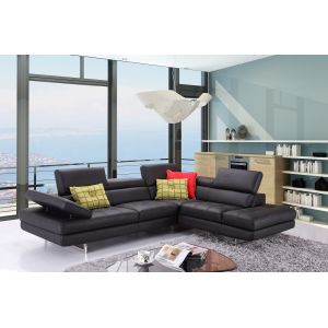 J&M Furniture - A761 Italian Leather Sectional Slate Black In Right Hand Facing - 1785521-RHFC