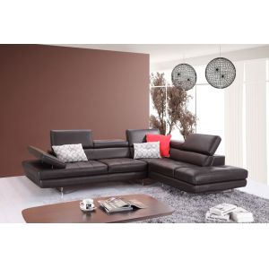 J&M Furniture - A761 Italian Leather Sectional Slate Coffee In Right Hand Facing - 1785522-RHFC