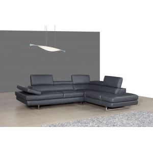 J&M Furniture - A761 Italian Leather Sectional Slate Grey In Right Hand Facing - 178552-RHFC
