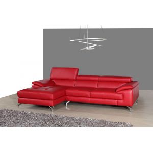 J&M Furniture - A973B Italian Leather Mini Sectional Left Facing Chaise in Red - 179061-LHFC