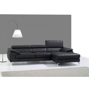 J&M Furniture - A973B Italian Leather Mini Sectional Right Facing Chaise in Black - 1790612-RHFC
