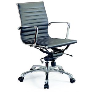 Leander Low Back Office Chair with Brushed Nickel Base