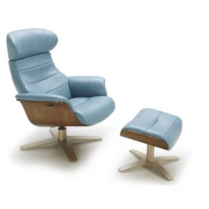 J&M Furniture - Karma Blue Chair and Ottoman