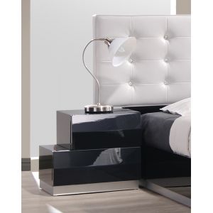 Milan Valencia Gloss White & Grey Right 2-Drawer Nightstand Chintaly Imports VALENCIA-NS-R 