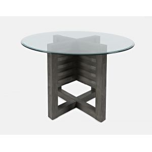 Jofran - Altamonte Round Dining Table with Glass Top - Brushed Grey - 1855-48BG48RD