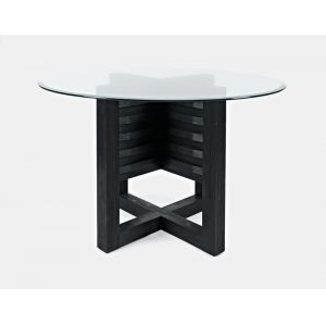 Jofran - Altamonte Round Dining Table with Glass Top - Dark Charcoal - 1851-48BG48RD