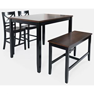 Jofran - Asbury Park 4 in Pack in Counter Table with 2 Stools and Bench in Black /Autumn - 1846