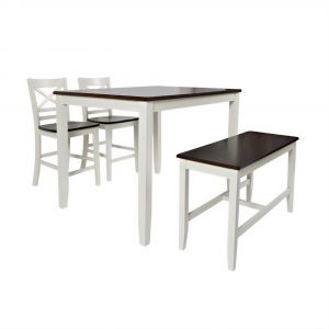 Jofran - Asbury Park 4 in Pack in Counter Table with 2 Stools and Bench in white /Autumn - 1806