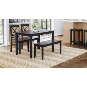Jofran - Asbury Park 4 in Pack in Table with 2 Chairs and Bench in Black /Autumn - 1845