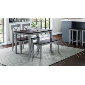 Jofran - Asbury Park 4 in Pack in Table with 2 Chairs and Bench in Grey /Autumn - 1815