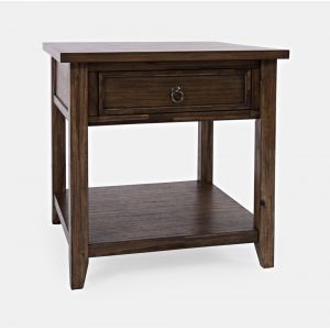 Jofran - Bakersfield End Table with Drawer - Wire Brush Brown - 1900-3