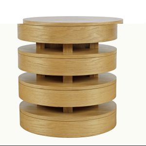 Jofran - Brix Mid-Century Modern Floating Sculpture Layered Round End Table - 2370-6OAK