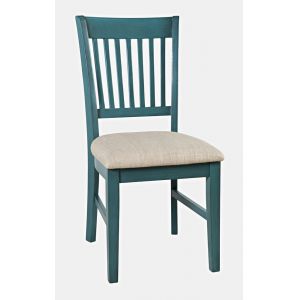 Jofran - Craftsman Slat-Back Upholstered Desk Chair - Antique Blue - 175-370KD