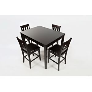 Jofran - Dark Rustic Prairie Counter Height Table and Four Faux Leather Stools - 923