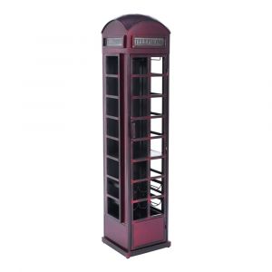 Jofran - Glory Days Telly Vintage Telephone Booth Lounge Bar Cabinet with Wine Rack and Storage - 2323-TELLY