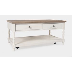 Jofran - Grafton Farms 2 Drawer Coffee Table - Brushed White with brushed brown top - 1978-1