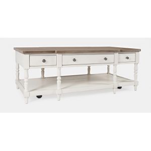 Jofran - Grafton Farms 3 Drawer Coffee Table - Brushed White with brushed brown top - 1978-15
