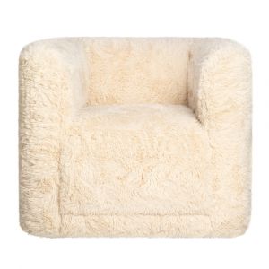 Jofran - Huggy Luxury Plush Faux Fur Upholstered Swivel Accent Chair, Sand - HUGGY-SW-SAND