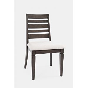 Jofran - Lincoln Square Ladderback Chair (Set of 2) - Medium Brown and White Fabric - 1959-383KD