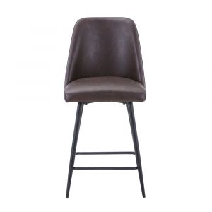 Jofran - Maddox Mid-Century Modern Faux Leather Upholstered Counter Height Barstool (Set of 2) Dark Brown - 2271-MADDOXSTDBN