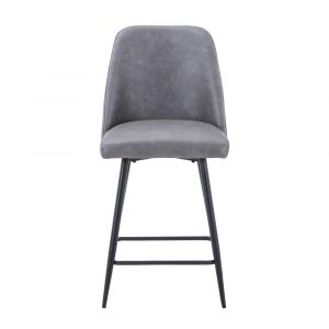 Jofran - Maddox Mid-Century Modern Faux Leather Upholstered Counter Height Barstool (Set of 2) Grey - 2271-MADDOXSTGRY