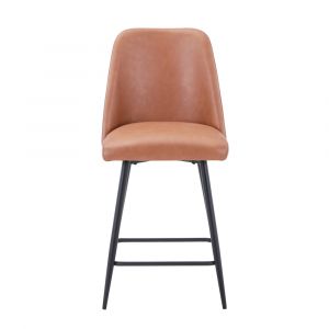 Jofran - Maddox Mid-Century Modern Faux Leather Upholstered Counter Height Barstool (Set of 2) Light Brown - 2271-MADDOXSTLBN