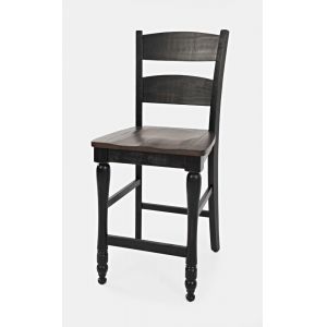 Jofran - Madison County Ladderback Counter Stool in Vintage Black (Set of 2) - 1702-BS401KD